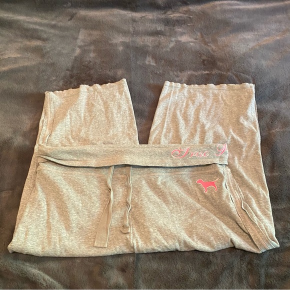 PINK Victoria's Secret Y2K Wide-Leg Capri foldover lounge PJ pants, size L - Picture 5 of 15